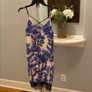 Floral slip dress with lace detail